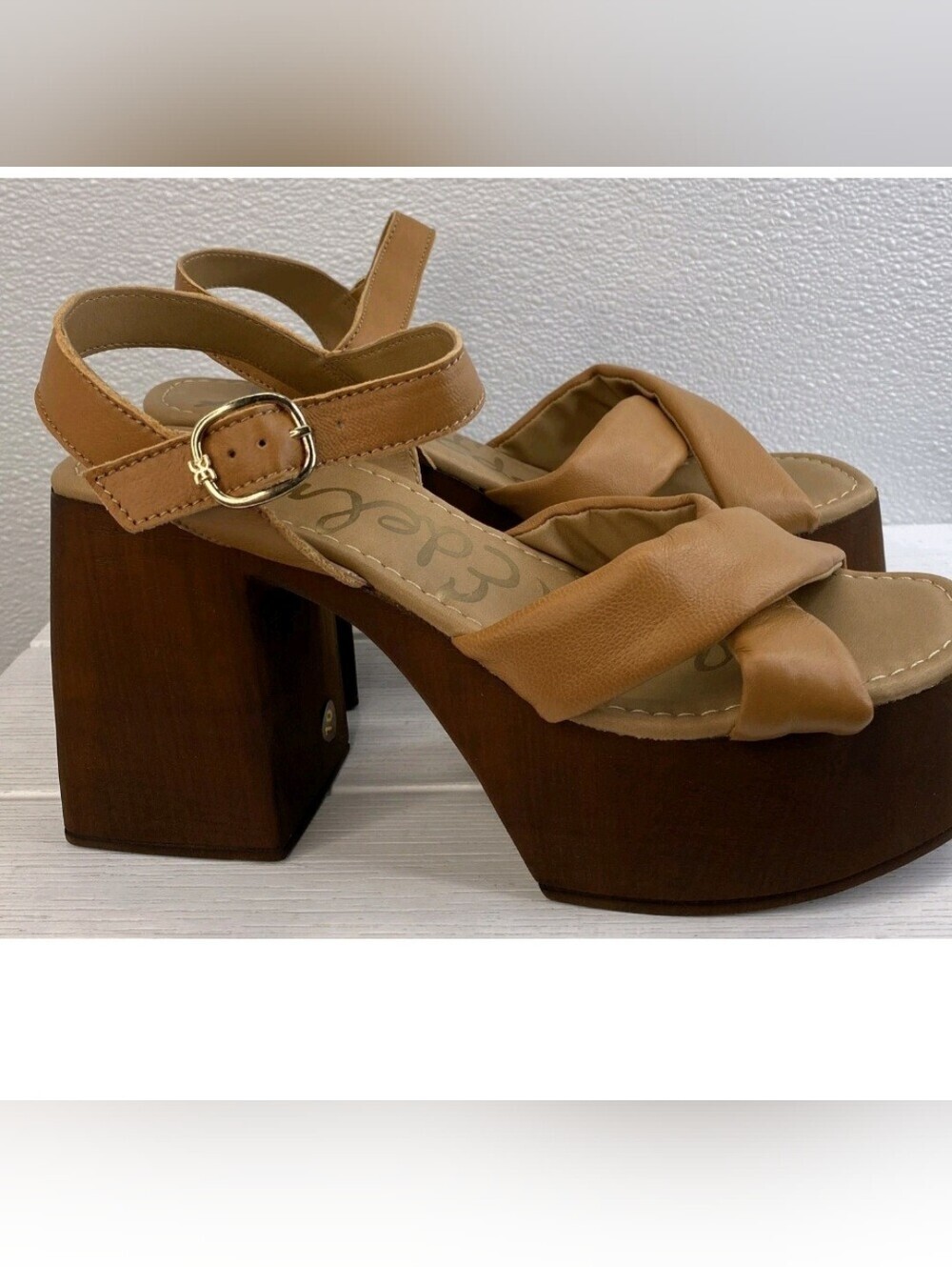 Sam Edelman Suzannah Platform Block Heel Sandals Saddle Leather Women's Size 10